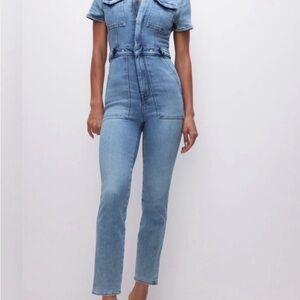 Good American Light Blue Denim Overalls